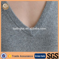 Cuello en V tejido China suéter de cachemira al por mayor gris